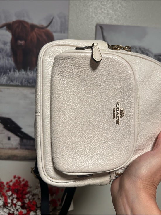 Coach Cream Pebble Leather Court Mini Backpack with Gold Hardware 8”x9”x3.5” EUC main image 16